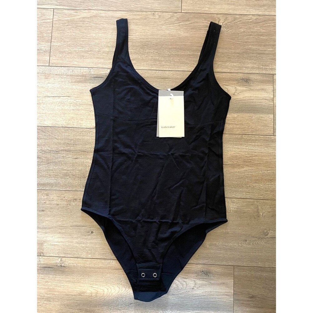 Icebreaker Queens Tank Womens S Base Layer Bodysuit Merino Wool Black